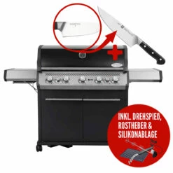 SANTOS S-518 Mit Seiten- Und Heckbrenner, Schwarz, Inkl. Drehspieß, Rostheber & Silikonablage & Graviertes ZWILLING Pro Messer -Santos Grills Verkaufsladen c2c6f601fb16f5e882f916e89f140c77