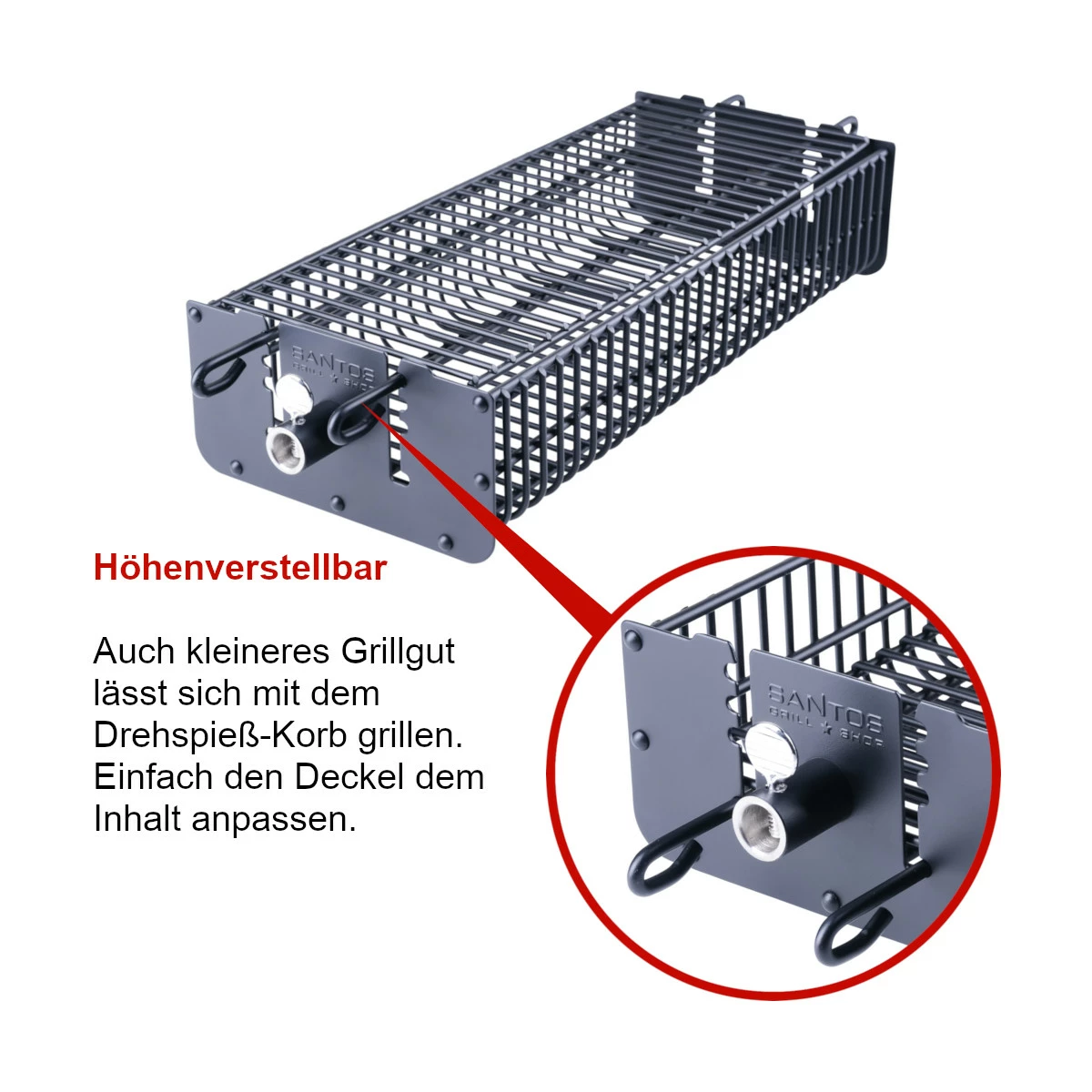 SANTOS Drehspieß-Korb Set Für Drehspieße, Grillkorb, Eckig 3 SANTOS Drehspieß-Korb Set Für Drehspieße, Grillkorb, Eckig