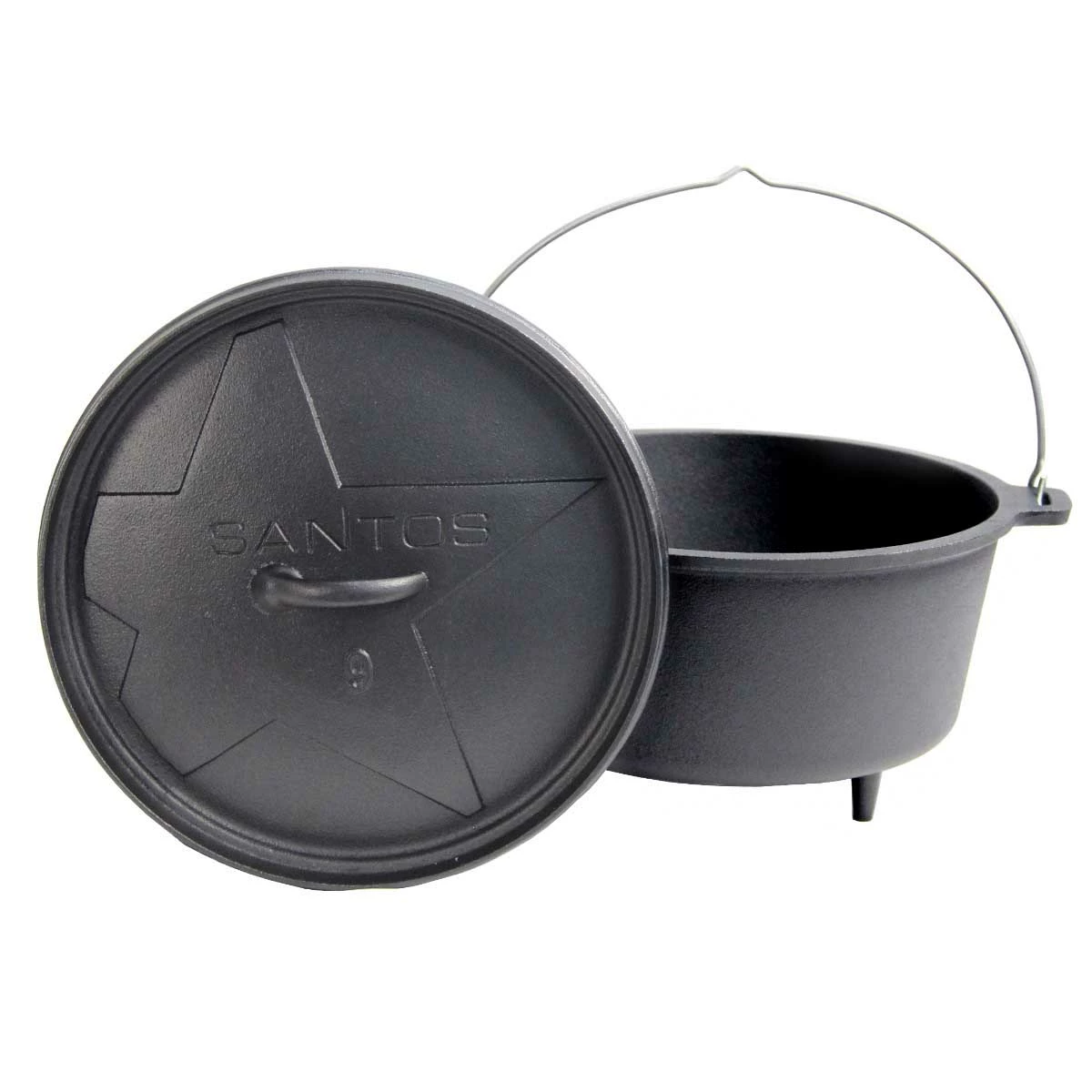 SANTOS Dutch Oven Feuertopf Schmortopf Camp Oven Ca. 8 Liter / 9 Qt Mit Füßen 3 SANTOS Dutch Oven Feuertopf Schmortopf Camp Oven Ca. 8 Liter / 9 Qt Mit Füßen