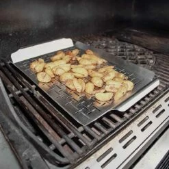 SANTOS Gemüsekorb XXL / Grillpfanne Edelstahl, 44,5 X 30 cm -Santos Grills Verkaufsladen santos edelstahl grillschale mit griffen 66061eb6c1aa5cf1df44a01c6a69ea30