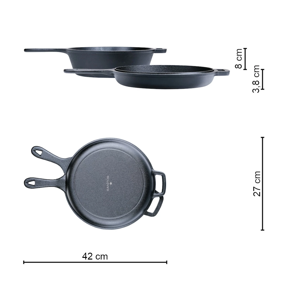 SANTOS Pfannenset 2-teilig Gusseisen, Ø 27 Cm 4 SANTOS Pfannenset 2-teilig Gusseisen, Ø 27 Cm – Bild 2