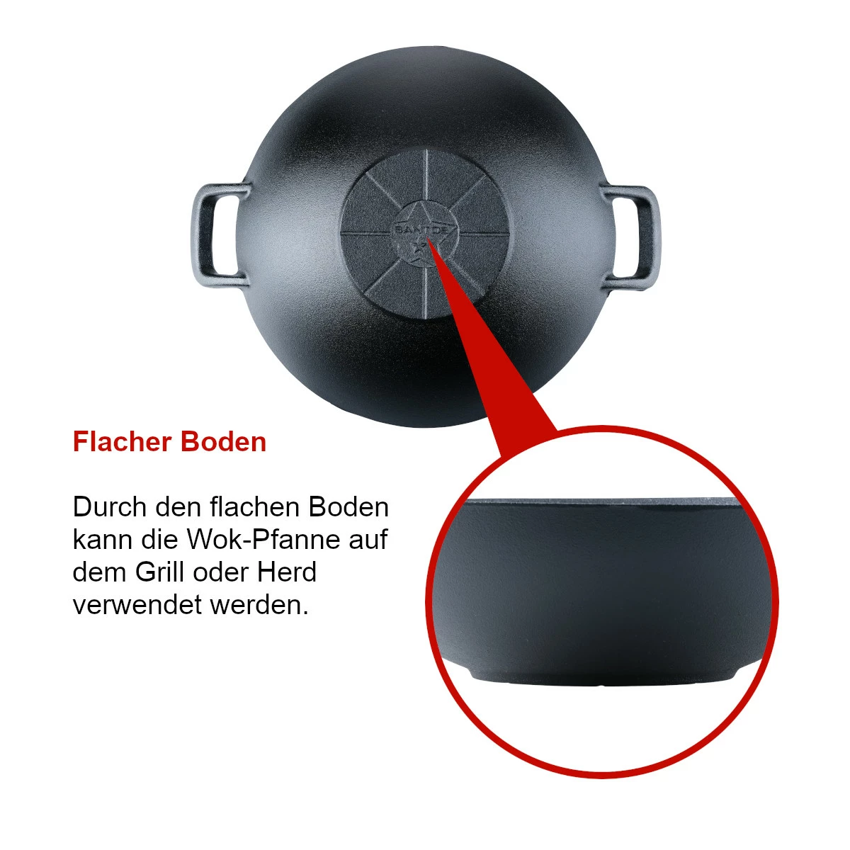 SANTOS Gusseisen Wok, Ø 32 Cm 8 SANTOS Gusseisen Wok, Ø 32 Cm – Bild 6