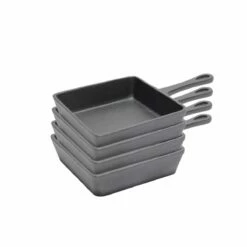 SANTOS Gusseiserne Raclette Grillpfannen 4er Set, 12,5 X 10,5 Cm