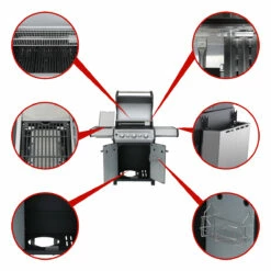 SANTOS S-318 Mit Seiten- & Heckbrenner, Schwarz Inkl. Drehspieß, Rostheber & Silikonablage -Santos Grills Verkaufsladen santos s 318 mit seiten heckbrenner schwarz inkl drehspie rostheber silikonablage 8565d4faae0c13f3d6347299023d2444